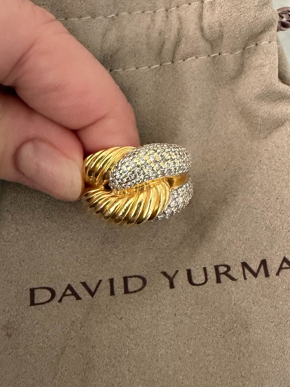 DAVID YURMAN 18K GOLD LABYRINTH  DIAMOND RING size 7.5 - Picture 3 of 9